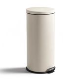 HUSH Living Metal Trash Can - 30L - Soft Close Lid - Pedal Bin - Removable Inner Bucket - Large Capacity - Kitchen & Office - Beige