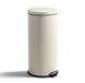 HUSH Living Metal Trash Can - 30L - Soft Close Lid - Pedal Bin - Removable Inner Bucket - Large Capacity - Kitchen & Office - Beige