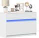 Maison Exclusive - Meuble TV avec éclairage LED, blanc, 91 x 34 x 61 cm, aggloméré