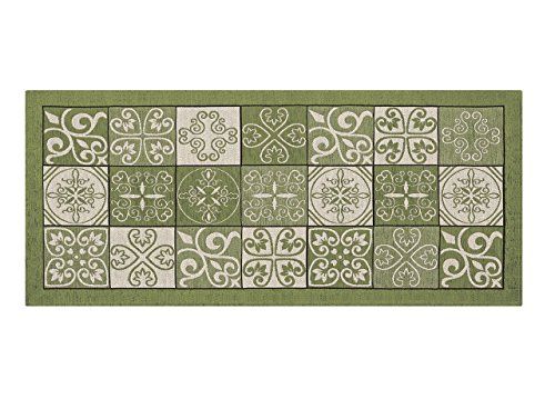 BIANCHERIAWEB Keukentapijt - 55 x 115 cm - Groen Majolica-design - Made in Italy