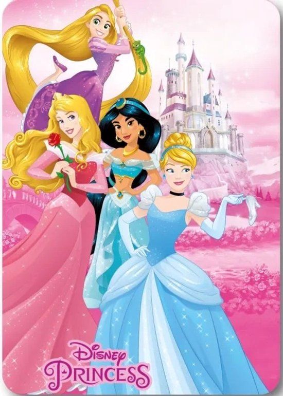4KidsOnly Princess Fleecedeken - Assepoester, Doornroosje, Jasmine en Rapunzel