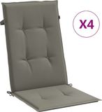 vidaXL Stoelkussens Hoge Rug 120x50x7 cm - Set van 4 Kussen - Kussens - Zitkussen - Stoelkussen - Donkergrijs