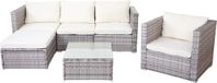 Poly rotan loungeset Brescia - gris, coussins crème - 4 places