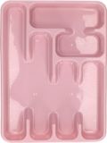 Plastique bac à couverts/organisateur de couverts 6 compartiments vieux rose - 40 x 30 x 5 cm - tiroirs de cuisine organisateurs - séparateurs de compartiments