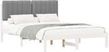 vidaXL Bedframe met gestoffeerde hoofdbord, lichtgrijs, 135 x 190 cm