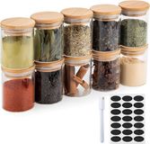 Five Stars® Voorraadpotten - Glazen Potjes Met Deksel - 280 ML - 10 Delige Set - BPA-vrij - Met Pen & Herschrijfbare Stickers - Snoeppot