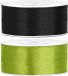 Bellatio Decorations 2x rollen satijn sierlint 2.5 cm x 25 meter appelgroen en zwart