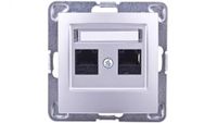 Ospel GPK-2Y/K/m/18 geaard stopcontact, zilver, IP20, 71 mm, 65 g