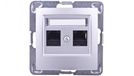 Ospel GPK-2Y/K/m/18 geaard stopcontact, zilver, IP20, 71 mm, 65 g