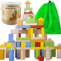 Kruzzel 100 Blocs en bois Ville - Jeu créatif et éducatif