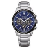 Citizen CA4624-56L Herenhorloge Solar Chronograaf Staal Zilverkleurig Blauwe Wijzerplaat 39mm 10 ATM