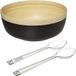 Secret de Gourmet Salad bowl/serving dish and salad servers - Bamboo - Black - Round - D30 cm