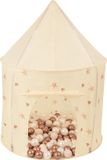 Selonis Kindertent paviljoen 100x130 cm 100 ballen 6 cm - speelhuisje voor kinderen - Licht Beige: Pastel Beige Koperrood Parelmoer