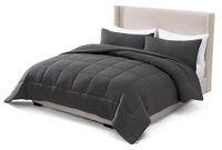 UGG Leonora Dekbedset met 2 kussenslopen, lichtgewicht dons, alternatieve deken, omkeerbaar, gezellig, warm, het hele seizoen, wasbaar en hypoallergeen beddengoedset, kingsize, houtskoolgrijs
