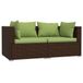 Canapé 2 places avec coussins poly rotin marron
