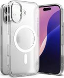 Ringke Fusion Magnetic | Hoesje Geschikt voor Apple iPhone 16 | Compatibel met MagSafe | Back Cover met Militaire Standaard | Matte Transparant
