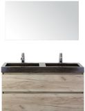 BES LED Maxx XL Badmeubelset 120 cm - Craft Oak - Wastafel Lucca Dubbel 2 Kraangaten met Spiegel