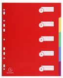 Exacompta - ref. 4805E - Ondoorzichtige stevige polypropyleen tabbladen met 5 neutrale tabs - Eerste gedrukte index - Formaat A4 Maxi - geassorteerde heldere kleuren