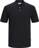 JACK & JONES Emil knit polo korte mouw slim fit - polo heren viscosemengsel met polo kraag - zwart