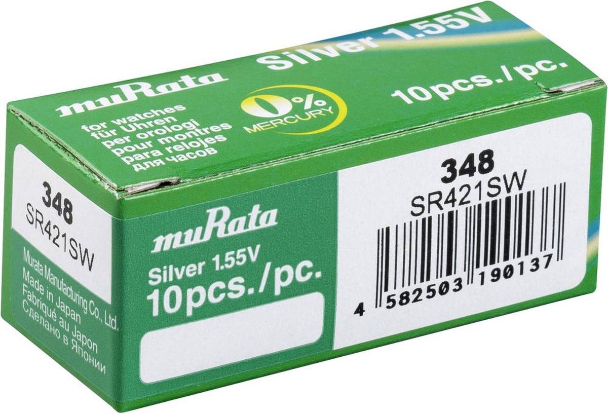 MURATA SR421SW-PBWW Button cell 348 Silver oxide 12.5 mAh 1.55 V 2 stuks