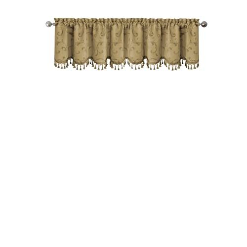 Elrene Home Fashions Damask Valance with Tassels, 52" W x 19" L, Blue