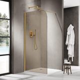 FortiFura Galeria Inloopdouche - 110x200cm - Rookglas - Geborsteld Messing (Goud)