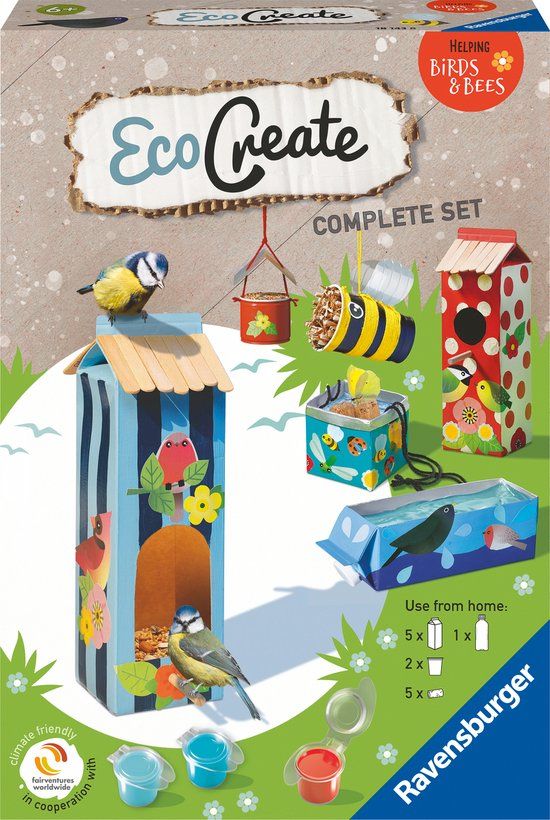 EcoCreate Ravensburger EcoCreate Helping Birds & Bees - Hobbypakket - Knutselen met oude verpakkingen