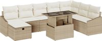 vidaXL Tuinbank Set 9-delig Poly Rattan Beige/Crèmewit 4 Zitplekken