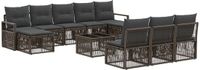 vidaXL Tuinbank - Set - 11-stuks - Grijs - Polyrattan