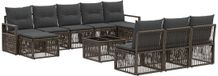 vidaXL Banc de jardin - Set - 11 pièces - Gris - Polyrotin
