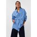 AMAYA Amsterdam gestreepte blouse met plooien - lichtblauw