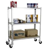 Simon Rack Metalen stelling met wielen 975x1100x400 mm - Maderclick | 3 niveaus, Houten legbord, 75 kg buigbelasting, Corrosiewerende coating, Montage met kliksysteem, Gegalvaniseerd