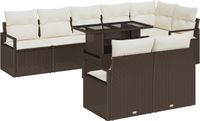 vidaXL Tuinbank Set 9-delig 8 Zitplaatsen Bruin en Crème