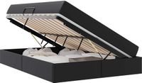 vidaXL Bed met opbergruimte en matras - Zwart Leer - Tweepersoons