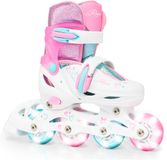 RAVEN Loret Glitter Verstelbare Skeelers Lichtgevende Wielen LED 27-30 Wit/Mintgroen/Roze
