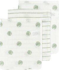 Meyco Baby Dot Stripe washandjes - 3-pack - hydrofiel - soft green - 20x17cm