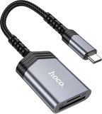 Hoco UA25 USB-C Card Reader met SD/TF Kaartlezer Grijs