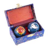 lachineuse - Set Qi Gong ballen maan zon - Chinese anti-stress ballen van email ø 40 mm - Gezondheidsballen - Zen ontspanning geschenkdoos - Aziatisch artikel Japan China Feng Shui - Kleur: blauw