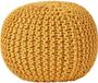 Homescapes Pouf rond en tricoté 100% Coton - moutarde - 35x40 cm