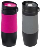 Merkloos / Sans marque Inspirion Gmbh Set van 2x Thermosbekers - warmhoud bekers - roze en grijs - 380 ml - Isolerende drinkbekers