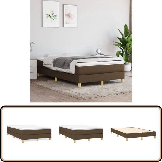 vidaXL Boxspring met matras stof donkerbruin 120x200 cm