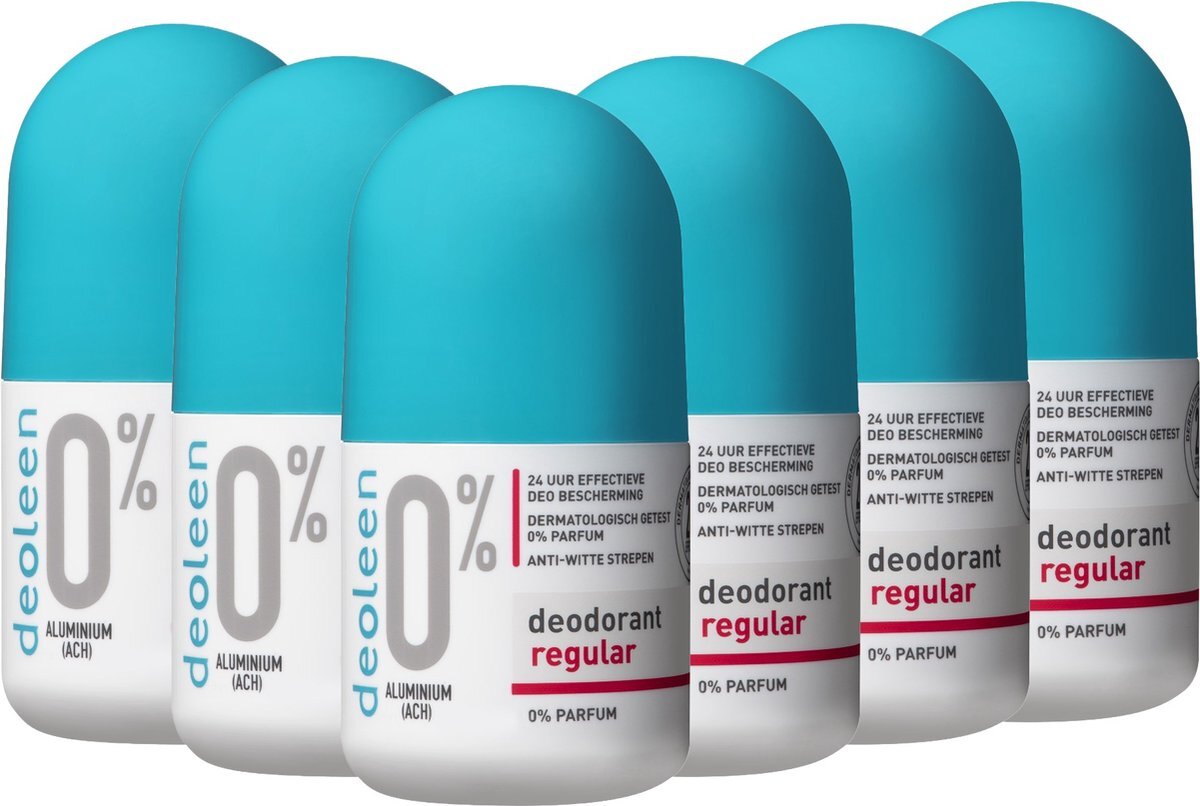 Deoleen 0% aluminium - Roller Regular - Deodorant - 50 ml 6 pack