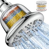 MakeFit Gefilterde douchekop – hoge druk met filter voor hard water, regenontharder, luxe, 7 instellingen, verstelbare filterdouchekop (chroom)