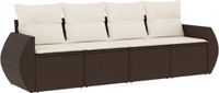 vidaXL 4-delige Loungeset met kussens, polyrattan, bruin