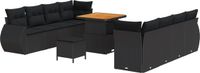 vidaXL Tuinbank Set Zwart Polyrattan