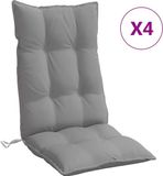 vidaXL Stoelkussens met hoge rugleuning, 4 stuks, grijs, Oxford-stof