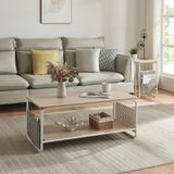 [en.casa] Salontafel Dyrøy 43x100x50 cm wit eikenkleurig en grijs
