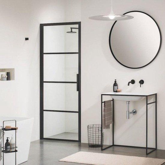 Sealskin Soho Nisdeur Draaideur Links 90x210cm Zwart 8mm Helder Glas