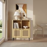 en.casa Commode Lukhomso 85x75x30 cm eikenkleurig en zwart