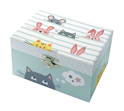 Trousselier - Kat - Schatkist - Muziekdoos - Kindergeschenk - Fosforescerend - Muziek Let It Be - Groen